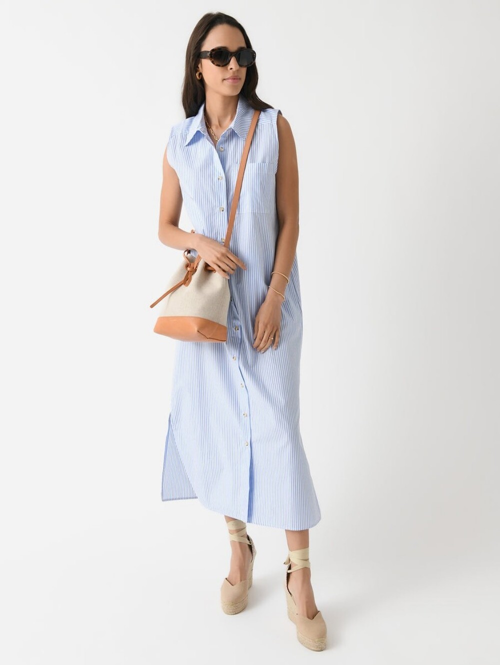 Donni the pop sleeveless pinstriped dress, large